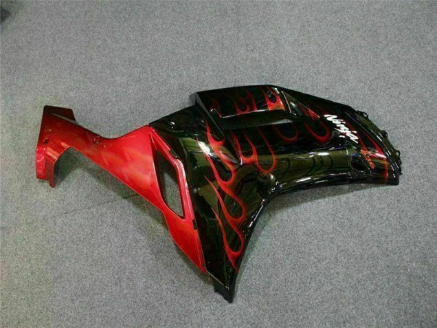 2007-2008 Noir Rouge Flamme Kawasaki ZX6R Carénage Moto 2007-2008 Noir Rouge Flamme Kawasaki ZX6R Carénage Moto