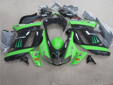 2007-2008 Vert Noir 3M Monster Kawasaki ZX6R Carénage Moto