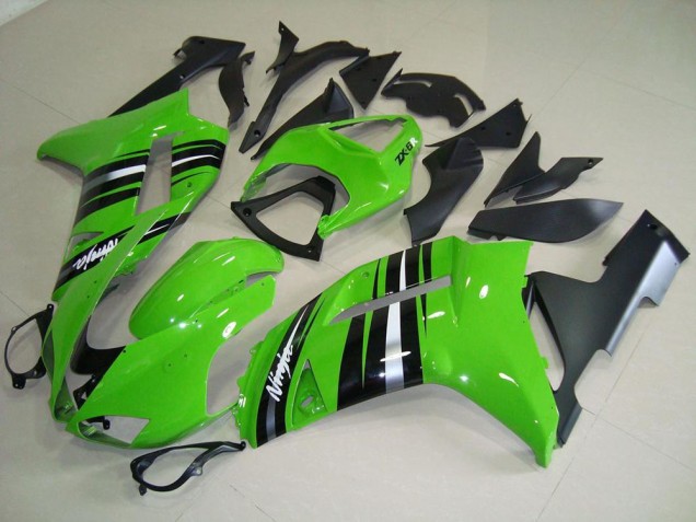 2007-2008 Vert et Argent Bande Kawasaki ZX6R Carénage Moto 2007-2008 Vert et Argent Bande Kawasaki ZX6R Carénage Moto