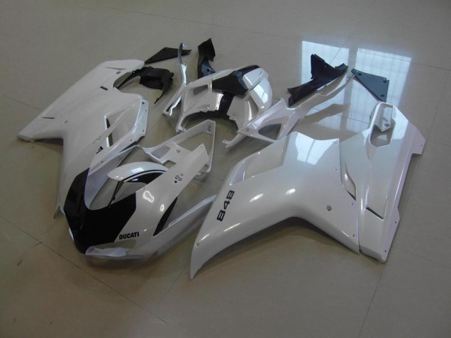 2007-2014 Blanc Nacré Noir Bande Ducati 848 1098 1198 Carénage Moto 2007-2014 Blanc Nacré Noir Bande Ducati 848 1098 1198 Carénage Moto
