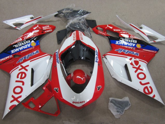 2007-2014 Blanc Rouge Xerox Ducati 1098 Carénage Moto 2007-2014 Blanc Rouge Xerox Ducati 1098 Carénage Moto