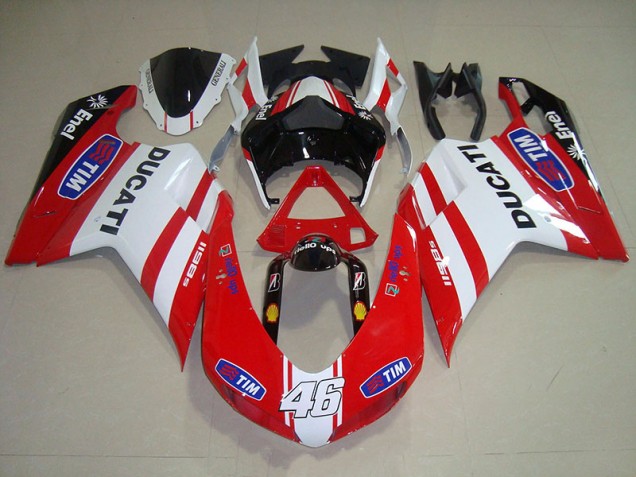 2007-2014 Rouge Blanc Tim 46 Ducati 1098 Carénage Moto 2007-2014 Rouge Blanc Tim 46 Ducati 1098 Carénage Moto