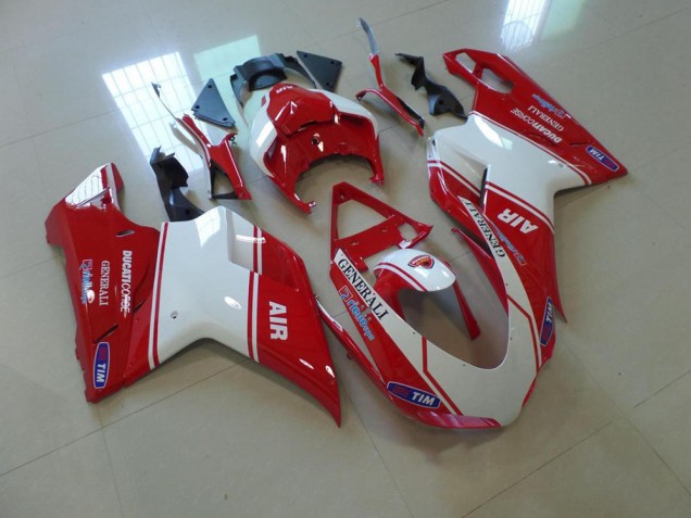 2007-2014 Rouge et Blanc Air Ducati 848 1098 1198 Carénage Moto 2007-2014 Rouge et Blanc Air Ducati 848 1098 1198 Carénage Moto
