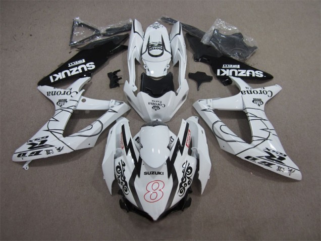 2008-2010 Blanc Noir Corona Extra Motul 8 Suzuki GSXR 600 Carénage Moto 2008-2010 Blanc Noir Corona Extra Motul 8 Suzuki GSXR 600 Carénage Moto