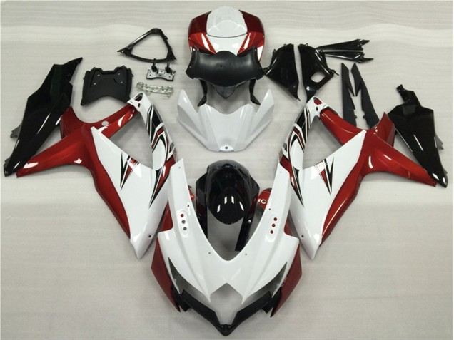 2008-2010 Blanc Rouge Noir Suzuki GSXR 600/750 Carénage Moto 2008-2010 Blanc Rouge Noir Suzuki GSXR 600/750 Carénage Moto