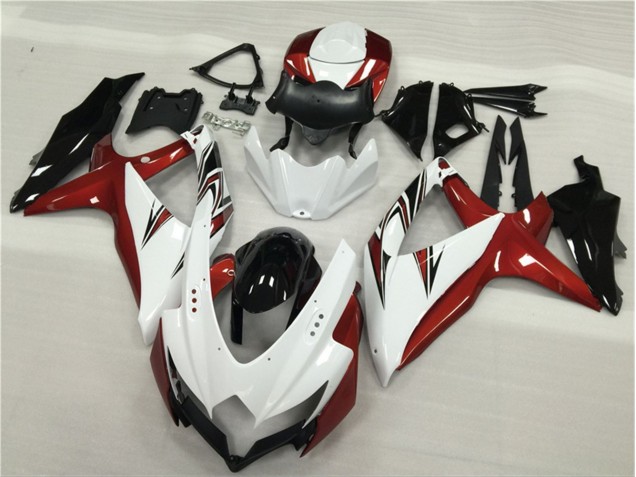 2008-2010 Blanc Rouge Noir Suzuki GSXR 600/750 Carénage Moto 2008-2010 Blanc Rouge Noir Suzuki GSXR 600/750 Carénage Moto