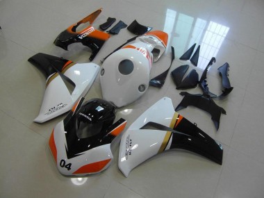 2008-2011 Blanc et Noir et Orange Courses Honda CBR1000RR Carénage Moto