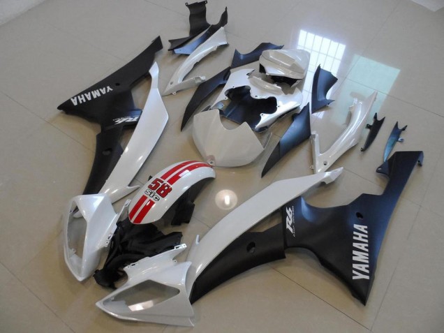 2008-2016 Blanc Nacré et Noir 58 Sic Yamaha YZF R6 Carénage Moto 2008-2016 Blanc Nacré et Noir 58 Sic Yamaha YZF R6 Carénage Moto