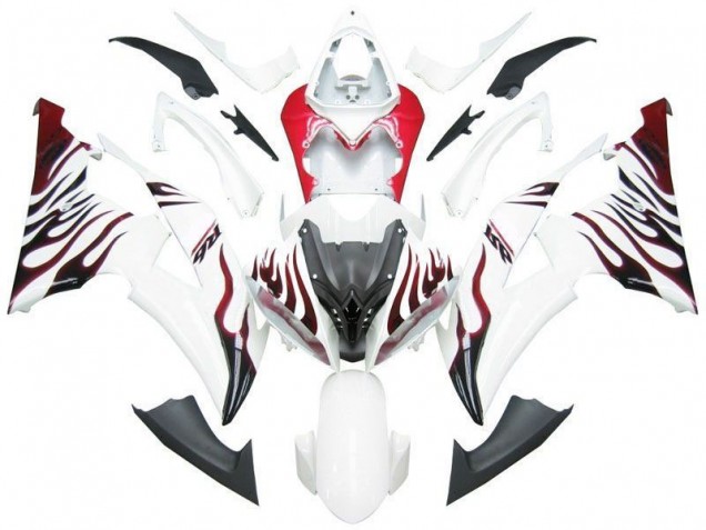 2008-2016 Blanc Rouge Flamme R6 Yamaha YZF R6 Carénage Moto 2008-2016 Blanc Rouge Flamme R6 Yamaha YZF R6 Carénage Moto