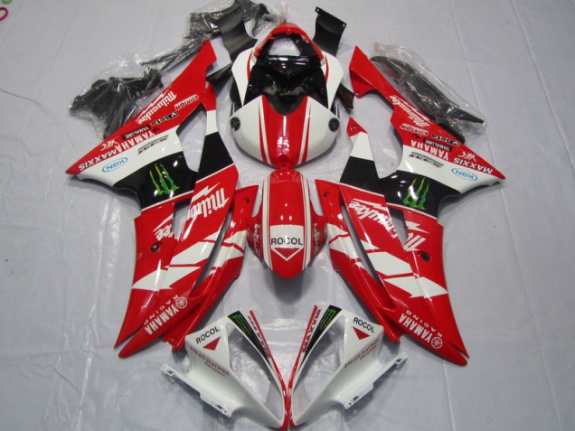 2008-2016 Rouge Blanc Rocol Yamaha YZF R6 Carénage Moto 2008-2016 Rouge Blanc Rocol Yamaha YZF R6 Carénage Moto