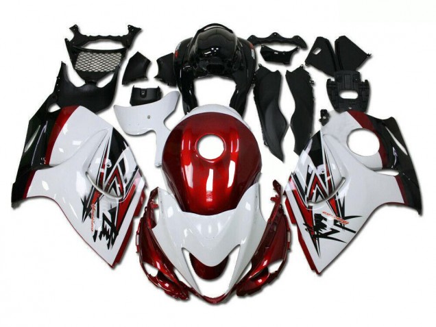 2008-2019 Blanc Rouge Suzuki GSXR 1300 Hayabusa Carénage Moto 2008-2019 Blanc Rouge Suzuki GSXR 1300 Hayabusa Carénage Moto