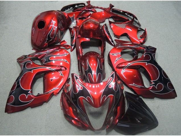 2008-2019 Rouge Noir Flamme Suzuki GSXR 1300 Hayabusa Carénage Moto