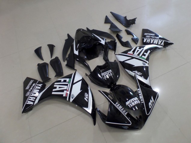 2009-2011 Noir Blanc Fiat Yamaha YZF R1 Carénage Moto 2009-2011 Noir Blanc Fiat Yamaha YZF R1 Carénage Moto
