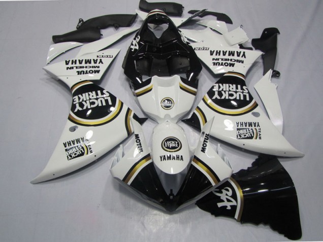2009-2011 Noir Blanc Lucky Strike Yamaha YZF R1 Carénage Moto 2009-2011 Noir Blanc Lucky Strike Yamaha YZF R1 Carénage Moto