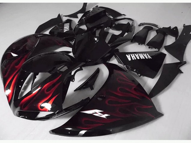 2009-2011 Rouge Noir Flamme Yamaha YZF R1 Carénage Moto 2009-2011 Rouge Noir Flamme Yamaha YZF R1 Carénage Moto