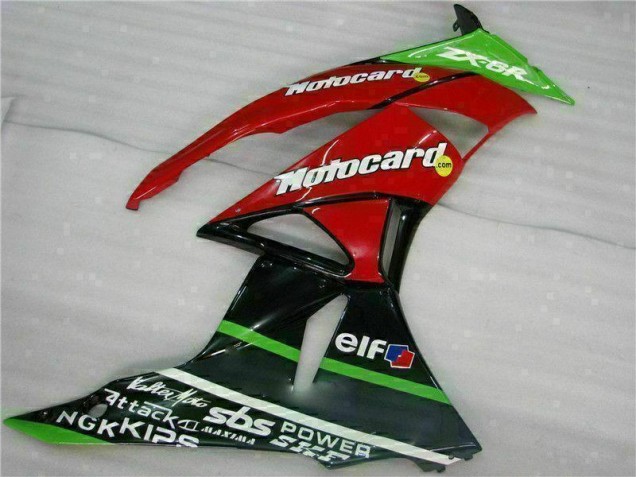 2009-2012 Noir Rouge Vert Motocard Kawasaki ZX6R Carénage Moto 2009-2012 Noir Rouge Vert Motocard Kawasaki ZX6R Carénage Moto