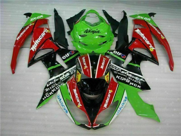 2009-2012 Noir Rouge Vert Motocard Kawasaki ZX6R Carénage Moto 2009-2012 Noir Rouge Vert Motocard Kawasaki ZX6R Carénage Moto