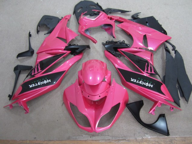 2009-2012 Rose Noir Monster Kawasaki ZX6R Carénage Moto 2009-2012 Rose Noir Monster Kawasaki ZX6R Carénage Moto