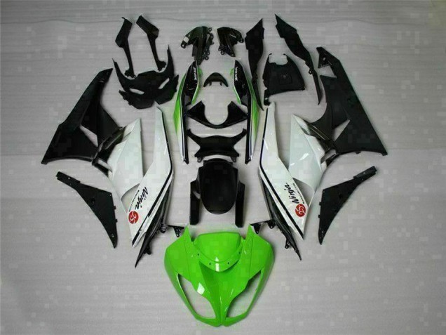 2009-2012 Vert Noir Blanc 25 Kawasaki ZX6R Carénage Moto 2009-2012 Vert Noir Blanc 25 Kawasaki ZX6R Carénage Moto