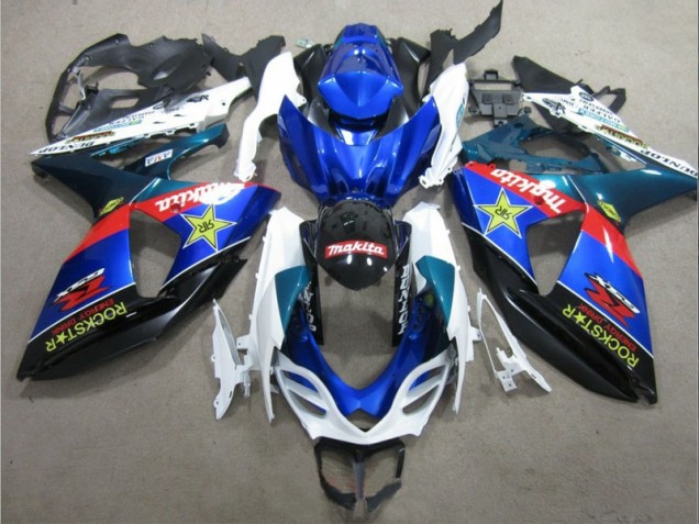 2009-2016 Bleu Blanc Rockstar Suzuki GSXR 1000 Carénage Moto