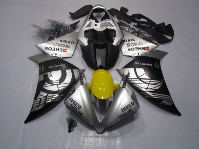 2012-2014 Noir Argent Iveco Yamalube Monster Yamaha YZF R1 Carénage Moto
