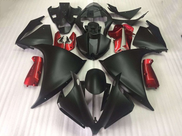 2012-2014 Noir Mat Brillant Rouge Yamaha YZF R1 Carénage Moto
