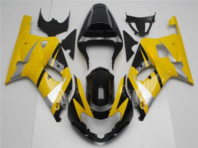 Carénages Moto Suzuki GSXR 600/750 2001-2003 - Jaune Argent Noir Brillant