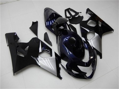 Carénages Moto Suzuki GSXR 600/750 2004-2005 - Noir Brillant Argent Bleu