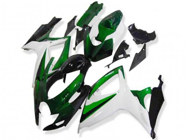Carénages Moto Suzuki GSXR 600/750 2006-2007 - Blanc Vert Noir Brillant