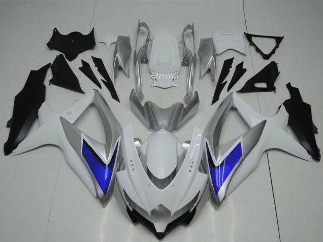 Carénages Moto Suzuki GSXR 600/750 2008-2010 - Argent Blanc Bleu Noir