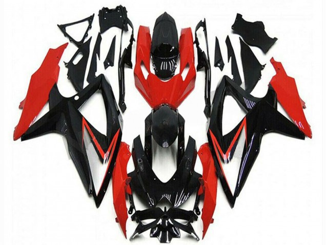 Carénages Moto Suzuki GSXR 600/750 2008-2010 - Rouge Noir Brillant Bande