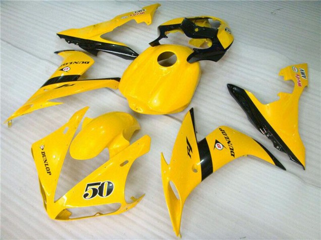 Carénages Moto Yamaha YZF R1 2004-2006 - Jaune Noir Brillant Dunlop 50