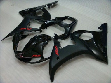 Carénages Moto Yamaha YZF R6 2003-2004 - Noir Brillant Noir Mat Rouge Décalque