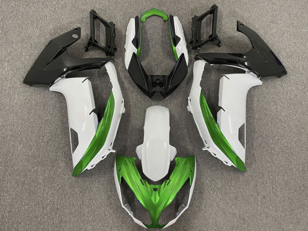 Carénages Moto Kawasaki Ninja 650R 2009-2011 - Blanc Vert Noir Mat
