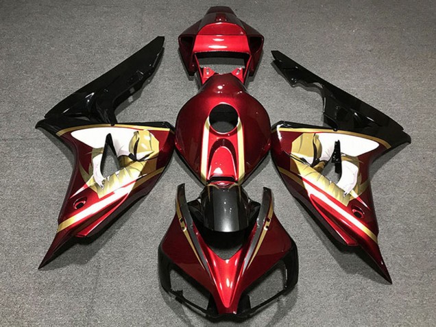 Carénages Moto Honda CBR1000RR 2006-2007 - Rouge Blanc Or Noir Brillant