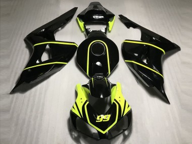 Carénages Moto Honda CBR1000RR 2006-2007 - Noir Brillant Haute Visibilité Jaune 99