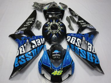 Carénages Moto Honda CBR1000RR 2006-2007 - Noir Brillant Bleu Rossi 46