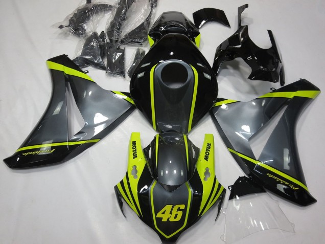 Carénages Moto Honda CBR1000RR 2008-2011 - Gris Jaune Noir Brillant 46