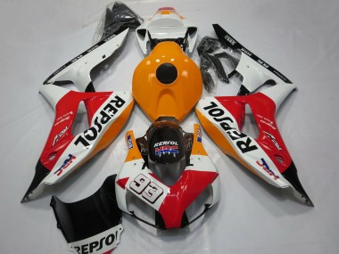 Carénages Moto Honda CBR1000RR 2006-2007 - Orange Blanc Rouge Noir Brillant Repsol 93