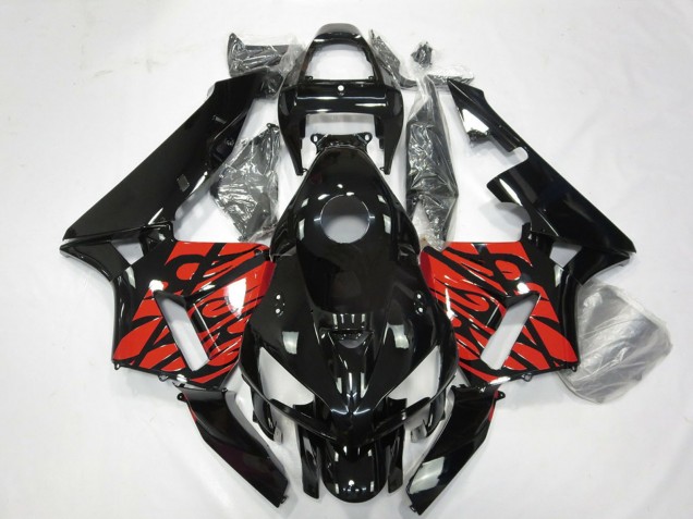 Carénages Moto Honda CBR600RR 2005-2006 - Noir Brillant Tribal Rouge