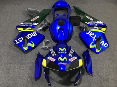 Carénages Moto Honda CBR600RR 2003-2004 - Bleu Jaune Vert MoviStar