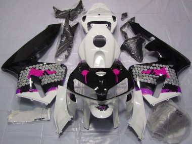 Carénages Moto Honda CBR600RR 2005-2006 - Rose Splatter on Noir Brillant