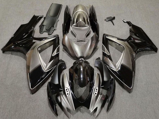 Carénages Moto Suzuki GSXR 600 / GSXR 750 2006-2007 - Argent Foncé Noir Brillant