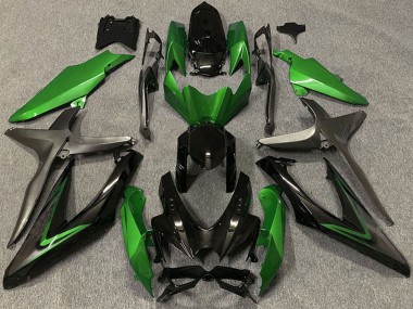 Carénages Moto Suzuki GSXR 600 / GSXR 750 2008-2010 - Vert Gris Noir Brillant