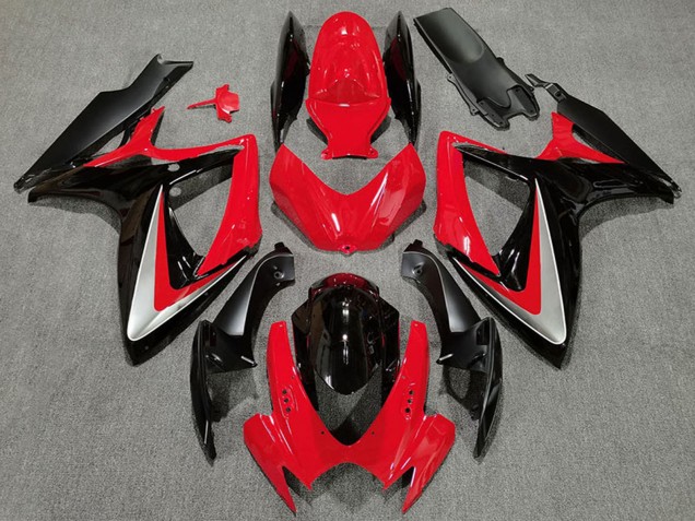 Carénages Moto Suzuki GSXR 600 / GSXR 750 2006-2007 - Rouge Gris Noir Brillant OEM Style