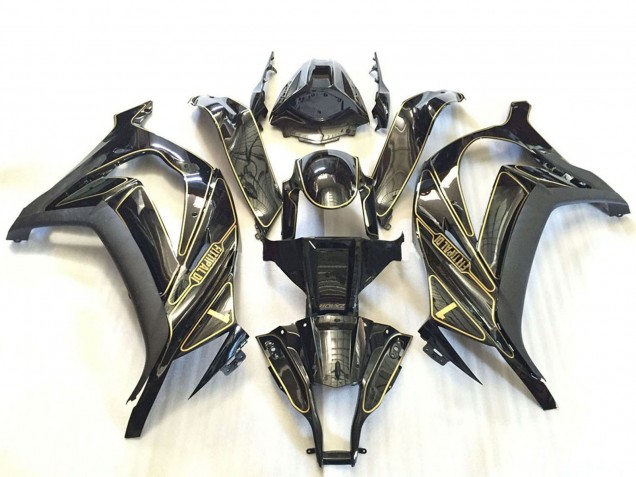 Carénages Moto Kawasaki ZX10R 2011-2015 - Argent Noir Brillant Noir Mat Or