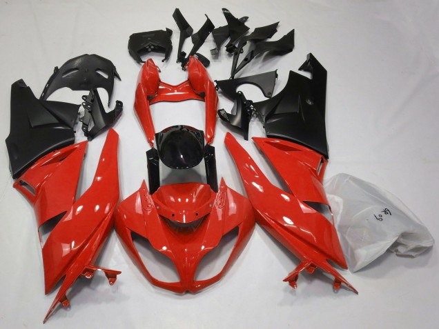Carénages Moto Kawasaki ZX6R 2009-2012 - Rouge Noir Brillant Noir Mat