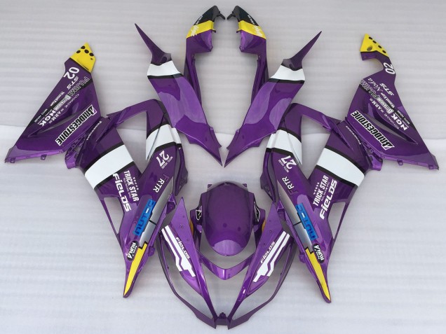 Carénages Moto Kawasaki ZX6R 2013-2018 - Violet Jaune Blanc Bleu