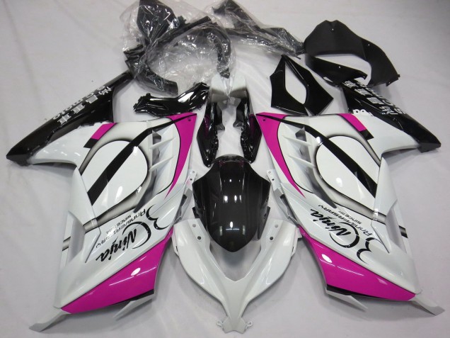 Carénages Moto Kawasaki Ninja 300 2013-2024 - Blanc Brillant Rose Noir