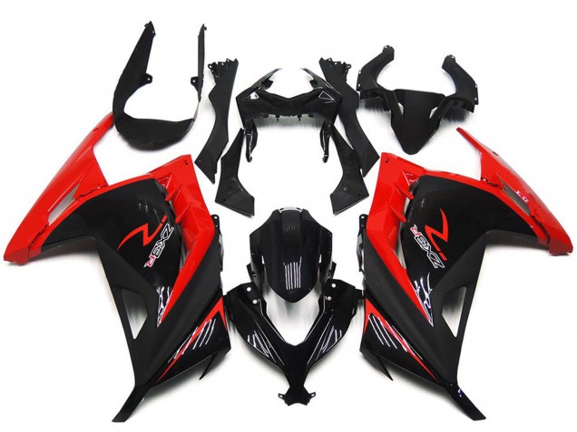 Carénages Moto Kawasaki Ninja 300 2013-2024 - Rouge Noir Brillant